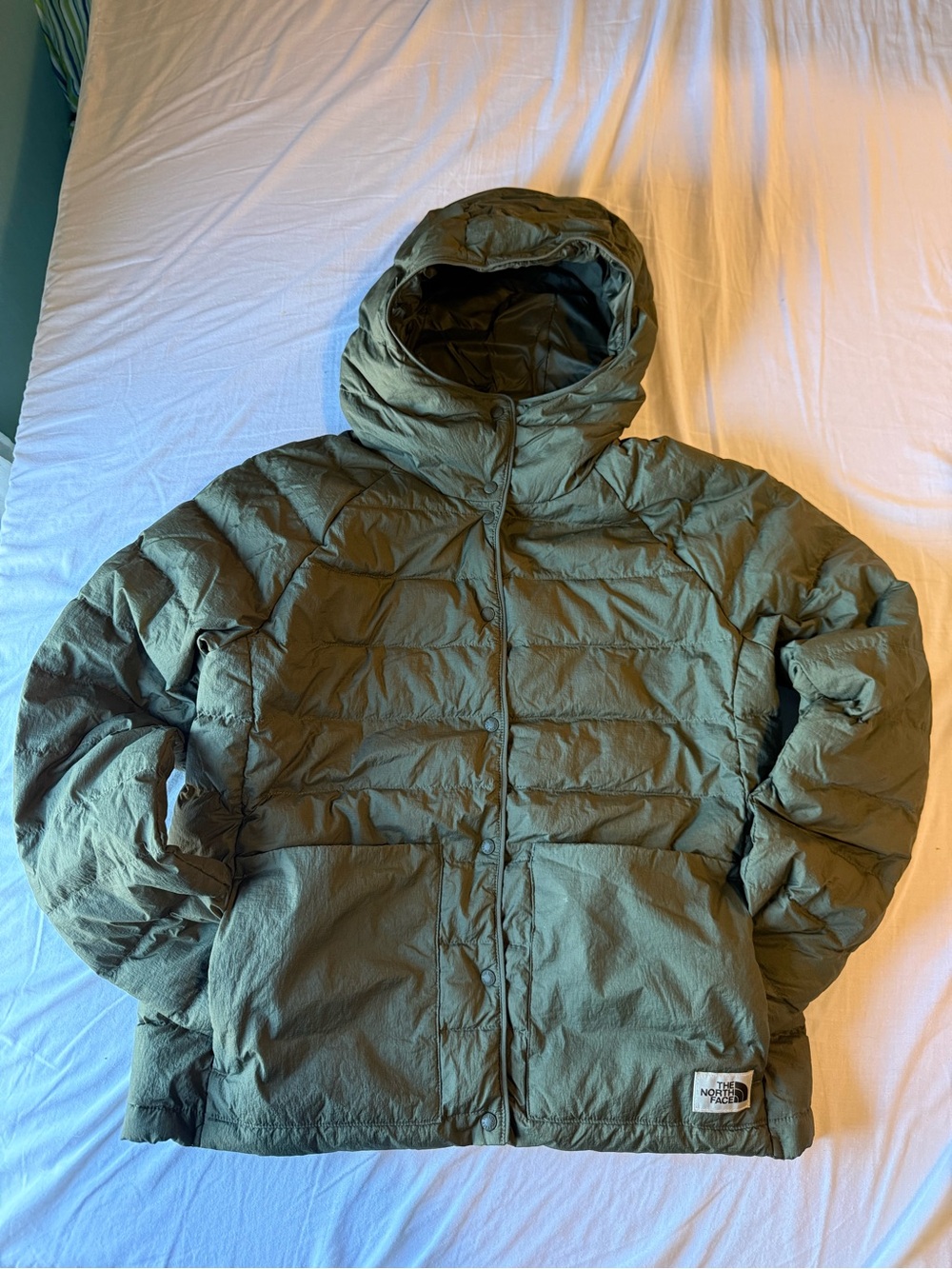 North Face Olive Hooded Puffer Jacket